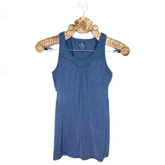Athleta Tank Top Open Side Draped Padded Bra Racerback Blue Grey XS - Picture 1 of 11